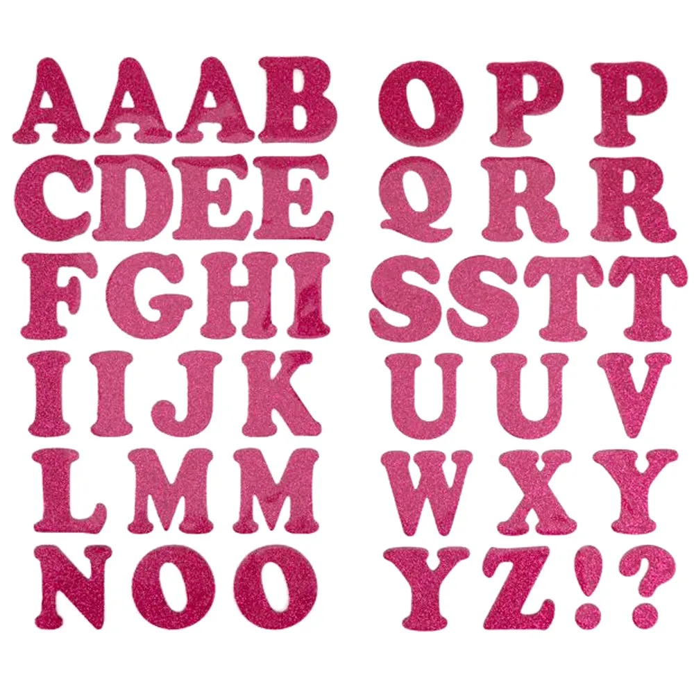 108 Pc Iron On Pink Glitter Alphabet Letters Texture DIY T Shirt Craft Adhesive