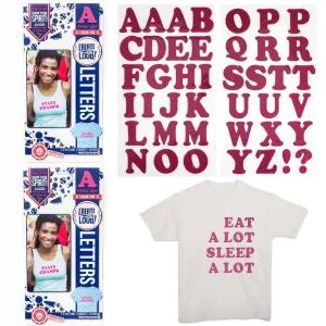 108 Pc Iron On Pink Glitter Alphabet Letters Texture DIY T Shirt Craft Adhesive
