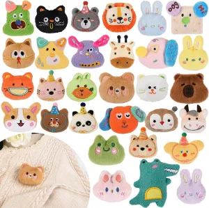 30PCS Plush Cute Pins for Backpacks Funny Pins Cartoon Brooch Button Badges for Backpacks Clothes Bags Accessories