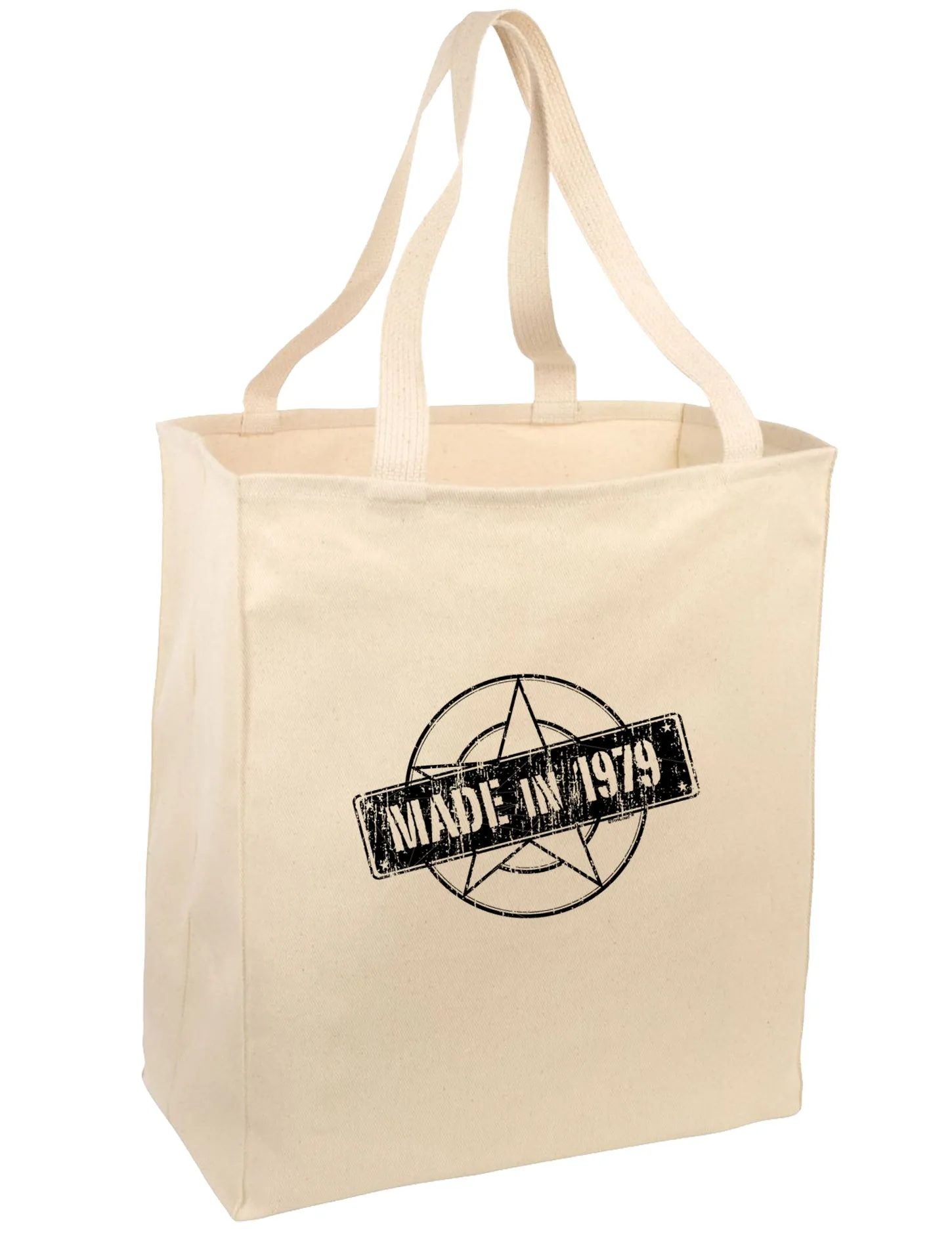 40th Birthday Gift Made in 1979 Large Grocery Tote Bag-Natural by TooLoud