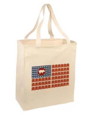 American Bacon Flag Large Grocery Tote Bag