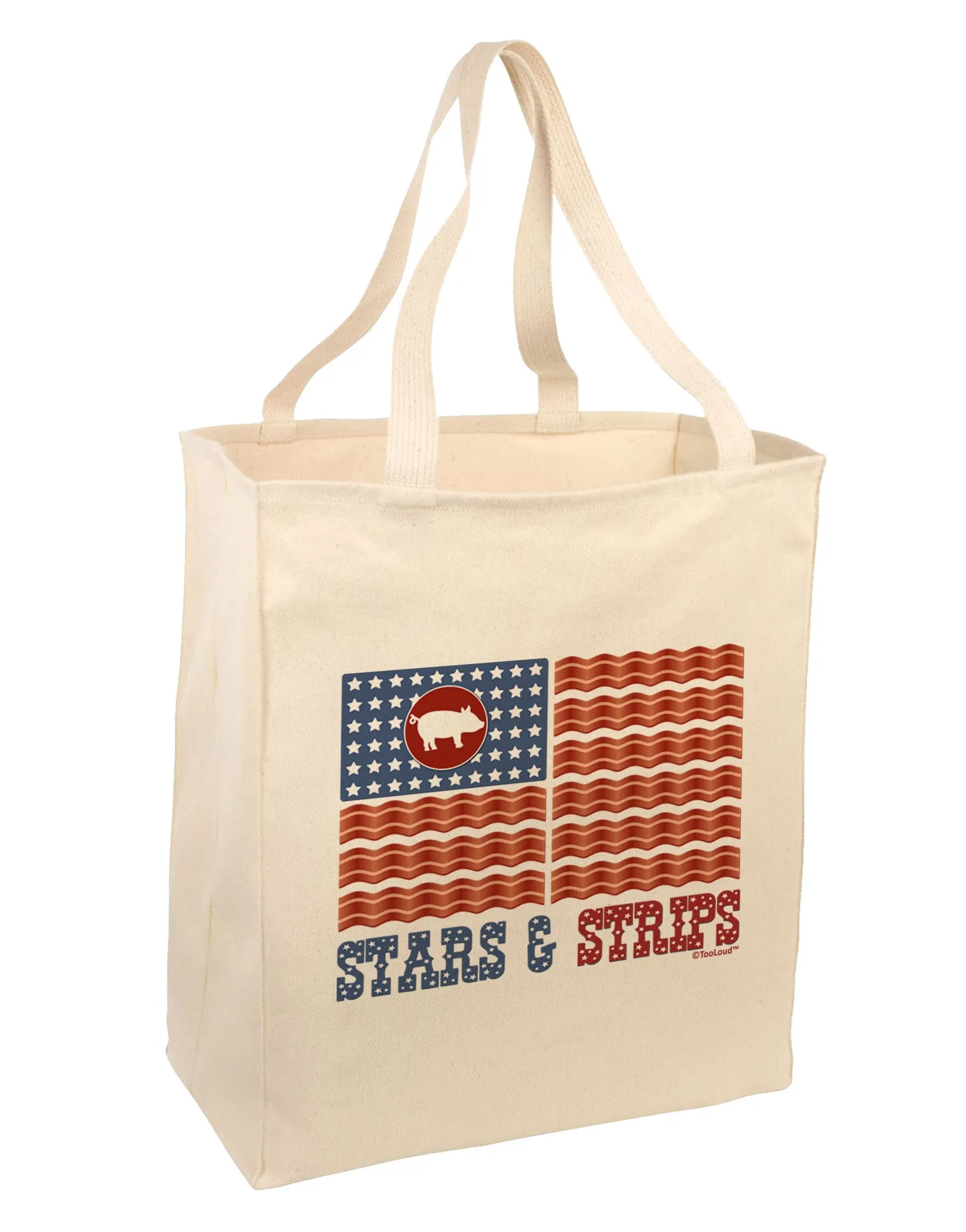 American Bacon Flag - Stars and Strips Large Grocery Tote Bag
