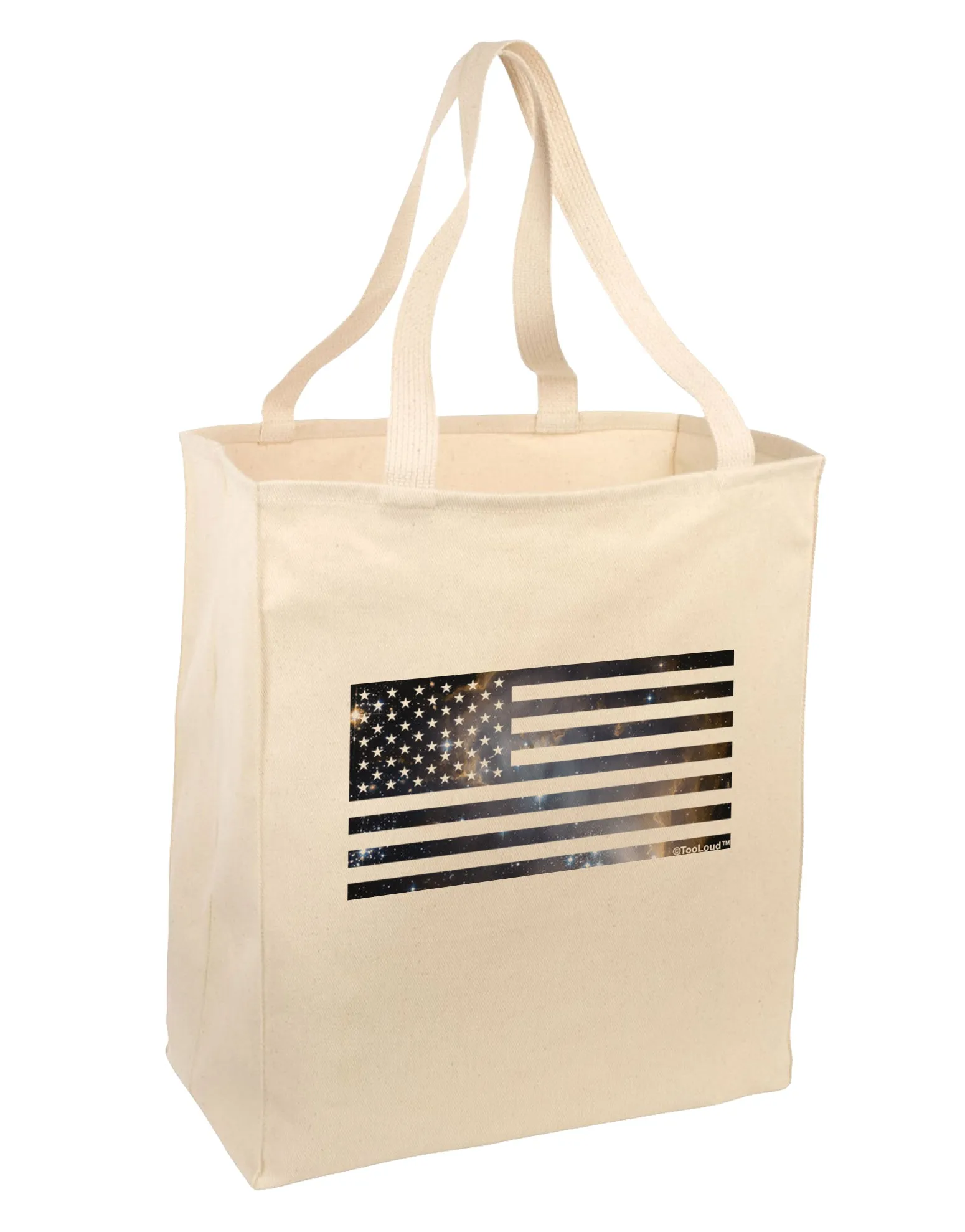 American Flag Galaxy Large Grocery Tote Bag by TooLoud