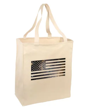 American Flag Galaxy Large Grocery Tote Bag by TooLoud