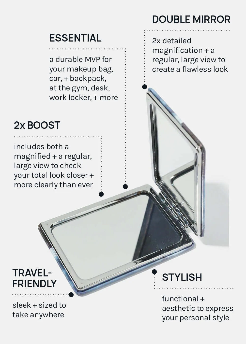 AOA Paw Paw Magnifying Double-Sided Compact Mirror - Rectangular