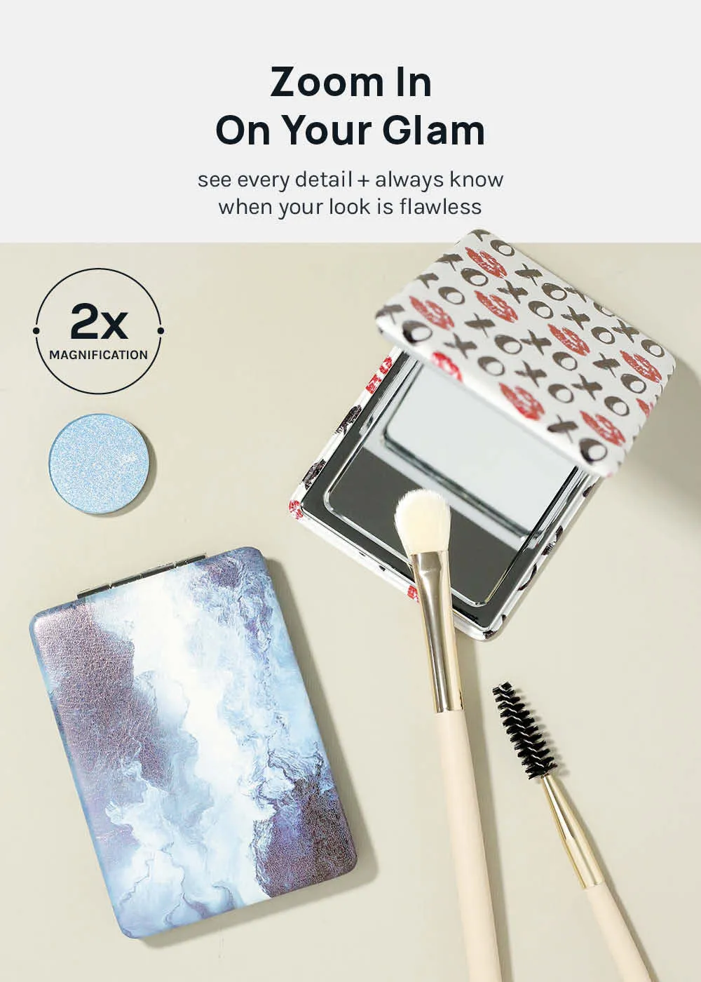 AOA Paw Paw Magnifying Double-Sided Compact Mirror - Rectangular