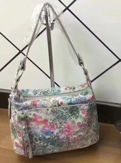 Arliwwi 100% Real Leather Functional Roomy Bags Women Genuine Leather Peacock Pattern Coating Colorful Handbags New GL02