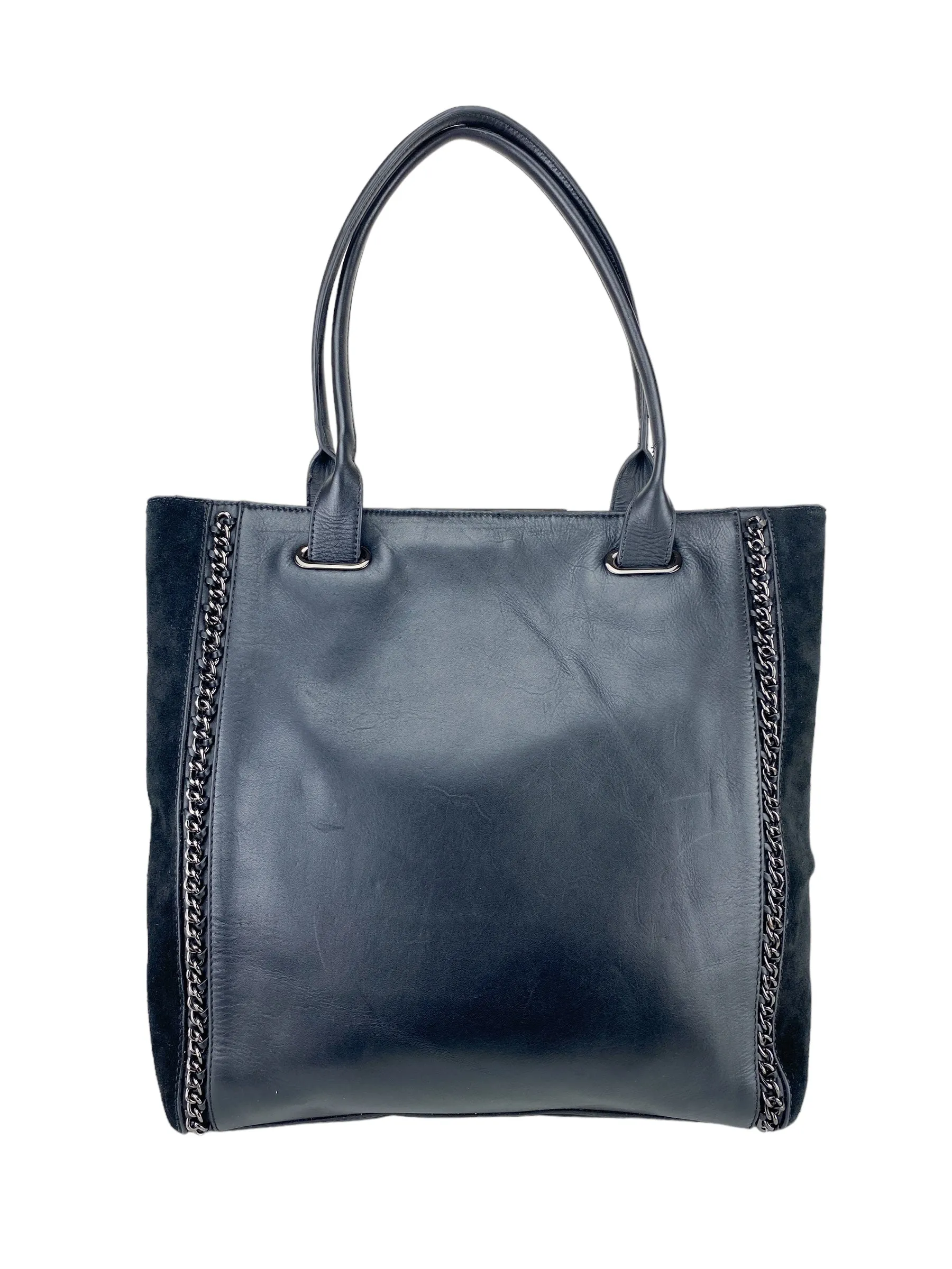 BCBG MAXAZRIA Women's Leather Suede Tote Black