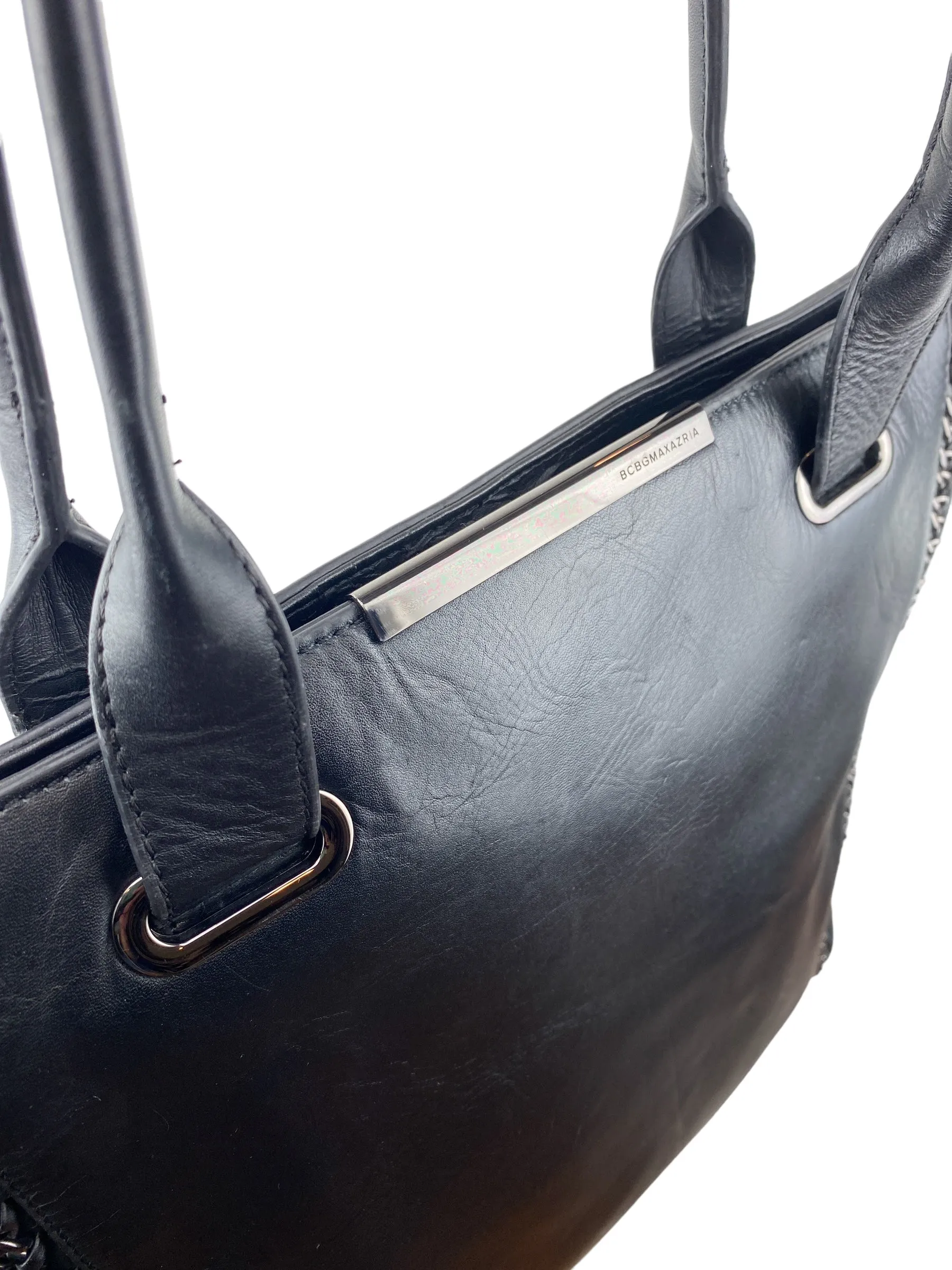 BCBG MAXAZRIA Women's Leather Suede Tote Black