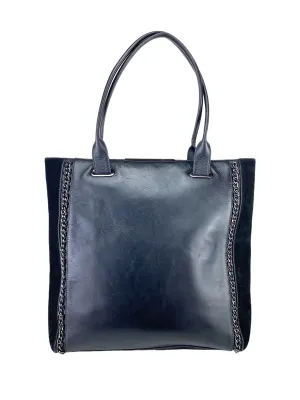 BCBG MAXAZRIA Women's Leather Suede Tote Black