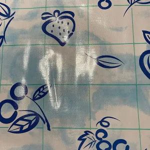 Blue Aqua Check Oilcloth Fabric
