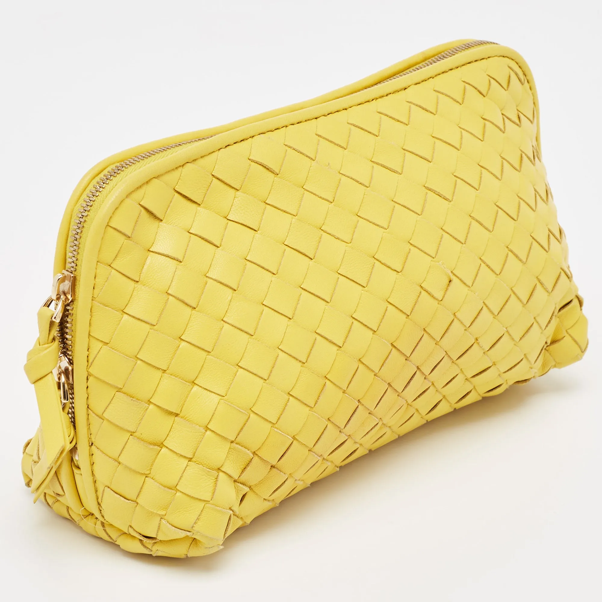 BOTTEGA VENETA Yellow Leather Zip Pouch