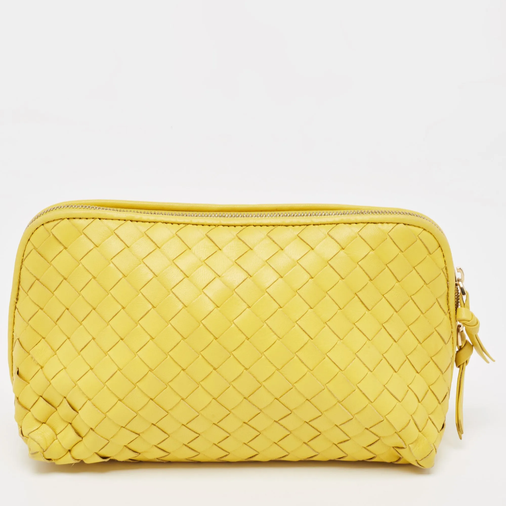 BOTTEGA VENETA Yellow Leather Zip Pouch