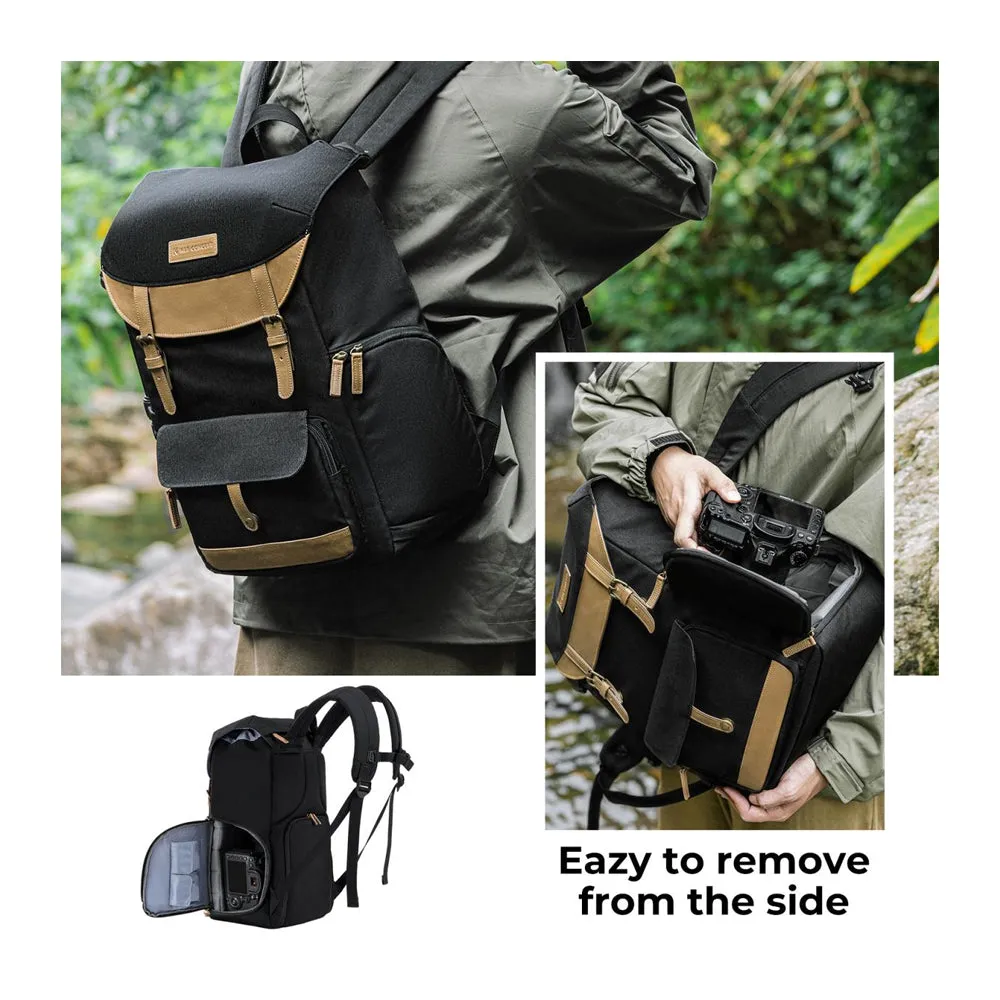 [CLEARANCE] K&F Concept 20L Camera Electronics Backpack with 15 Inch Laptop Compartment, Built-In Waterproof Rain Cover for Drones, Lens, Tripod, DSLR/SLR, Mirrorless Camera & Accessories (Blue, Black) | KF13-066V10 KF13-066V12