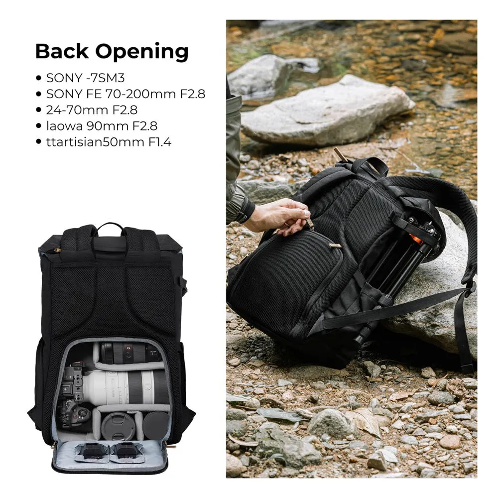 [CLEARANCE] K&F Concept 20L Camera Electronics Backpack with 15 Inch Laptop Compartment, Built-In Waterproof Rain Cover for Drones, Lens, Tripod, DSLR/SLR, Mirrorless Camera & Accessories (Blue, Black) | KF13-066V10 KF13-066V12