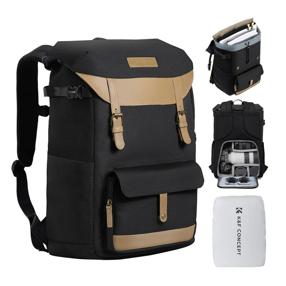 [CLEARANCE] K&F Concept 20L Camera Electronics Backpack with 15 Inch Laptop Compartment, Built-In Waterproof Rain Cover for Drones, Lens, Tripod, DSLR/SLR, Mirrorless Camera & Accessories (Blue, Black) | KF13-066V10 KF13-066V12