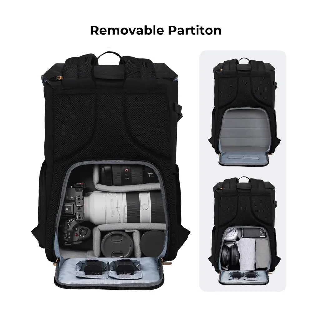 [CLEARANCE] K&F Concept 20L Camera Electronics Backpack with 15 Inch Laptop Compartment, Built-In Waterproof Rain Cover for Drones, Lens, Tripod, DSLR/SLR, Mirrorless Camera & Accessories (Blue, Black) | KF13-066V10 KF13-066V12