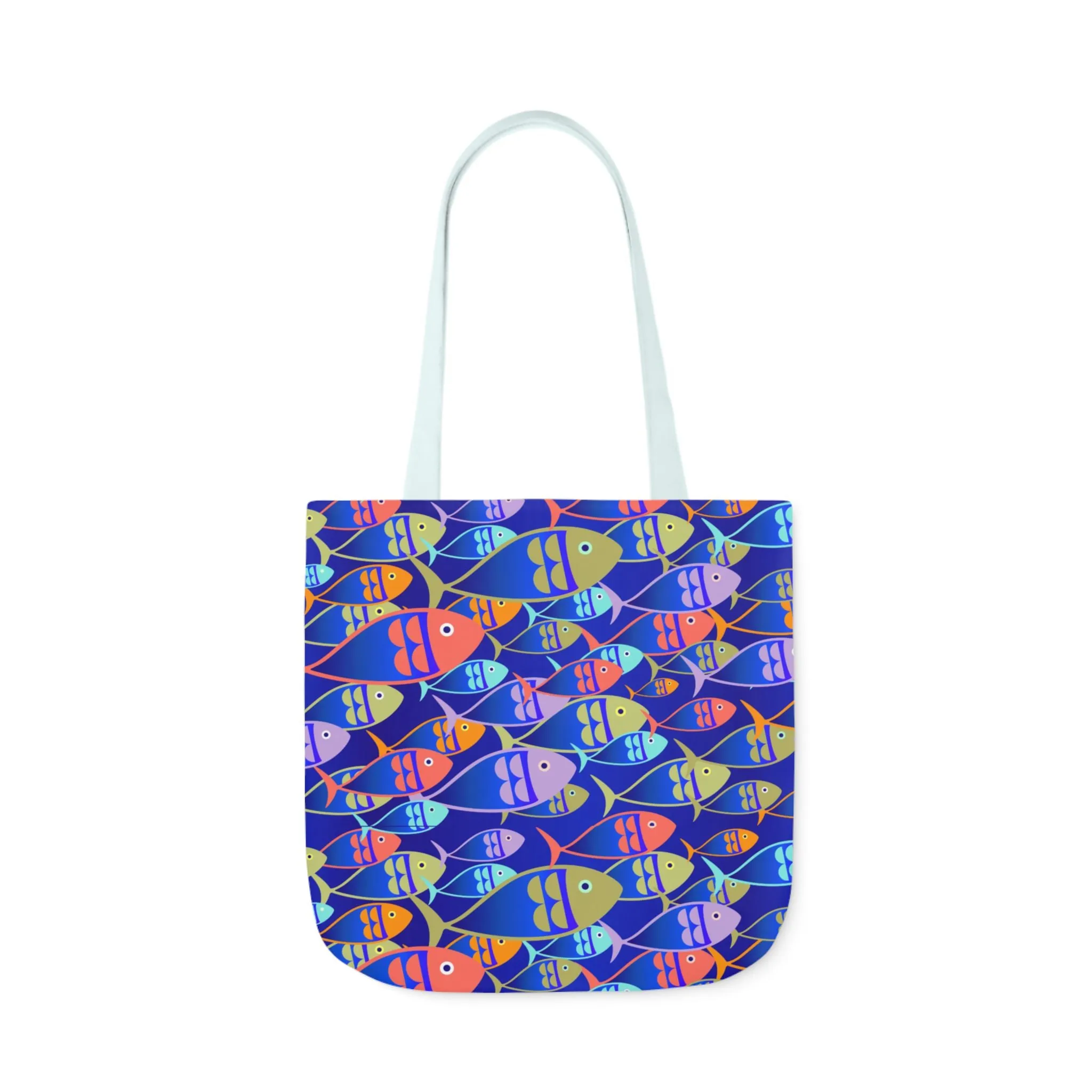 Colorful Fish Print Tote Bag  18x18 Eco Canvas Bag