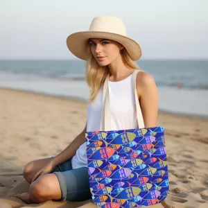 Colorful Fish Print Tote Bag  18x18 Eco Canvas Bag
