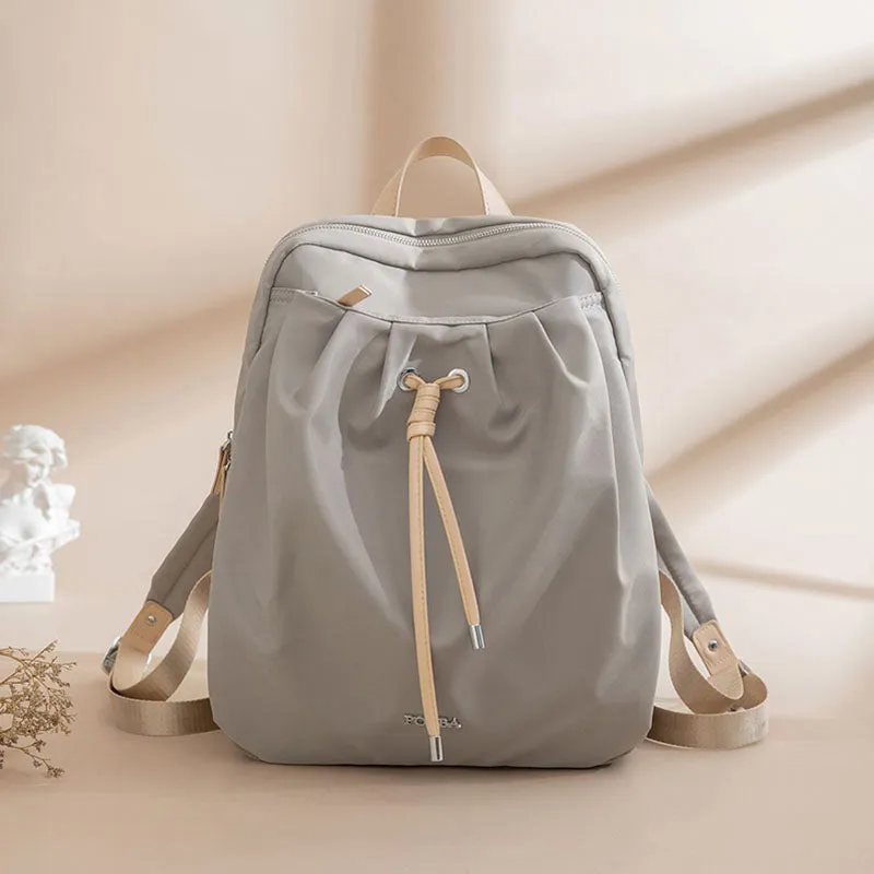 Contemporary Drawstring Backpack with Vegan Leather Trim – Elegant, Urban Design with Adjustable Straps