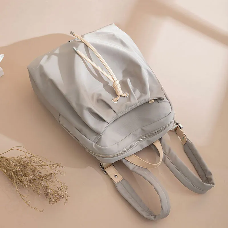 Contemporary Drawstring Backpack with Vegan Leather Trim – Elegant, Urban Design with Adjustable Straps