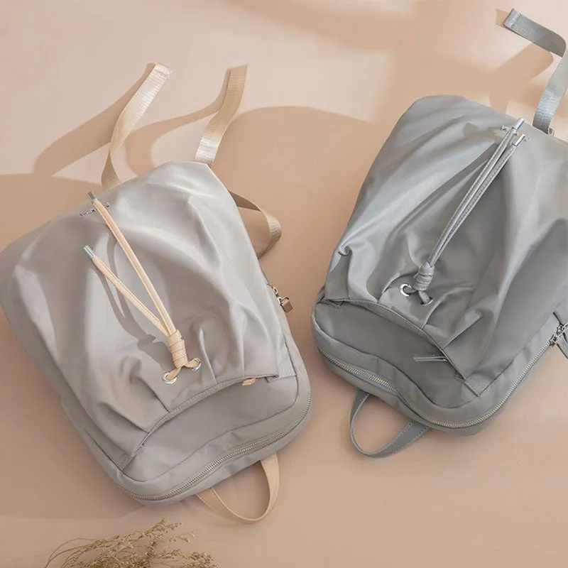 Contemporary Drawstring Backpack with Vegan Leather Trim – Elegant, Urban Design with Adjustable Straps