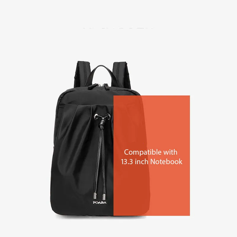 Contemporary Drawstring Backpack with Vegan Leather Trim – Elegant, Urban Design with Adjustable Straps