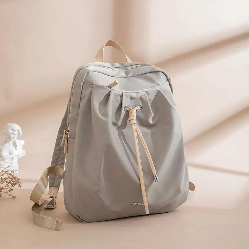 Contemporary Drawstring Backpack with Vegan Leather Trim – Elegant, Urban Design with Adjustable Straps