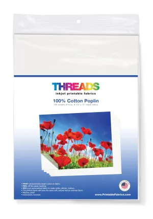 Cotton Poplin Inkjet Fabric 8 1/2in x 11in 100 Sheets