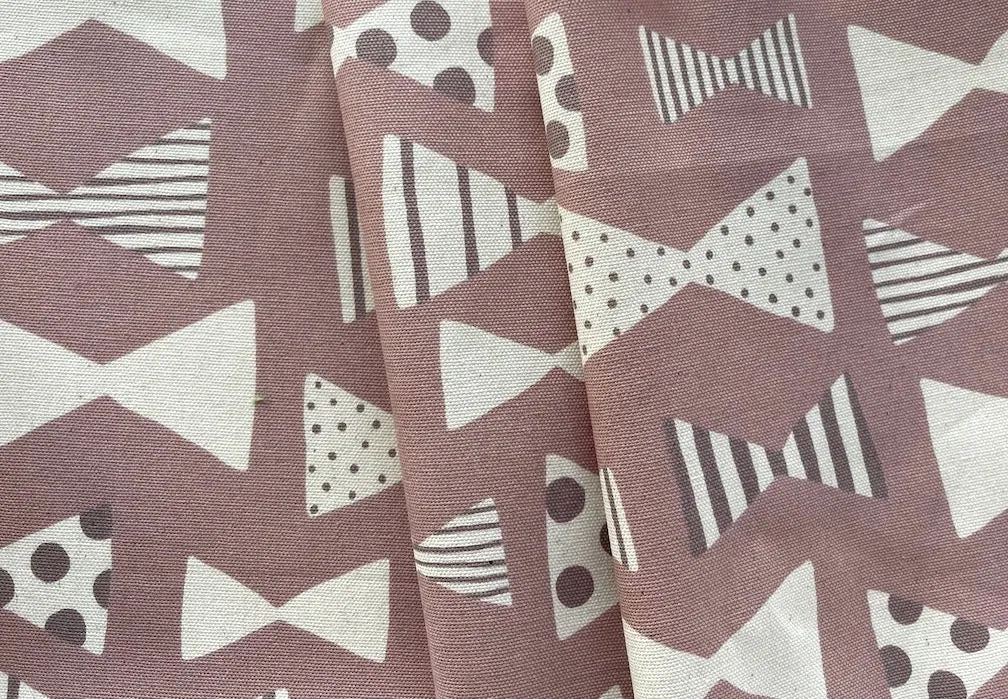 Dapper Bow Ties on Rosy Necco Wafer Brown Cotton canvas (Made in Japan)