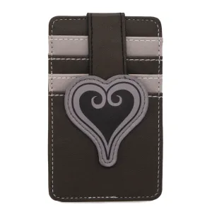 Disney Vegan Leather Wallet, ID Card Holder, Kingdom Hearts Heart Black Gray Slots