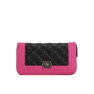 Elegant Color Block and Checked Design Women's Wallet - Rose Madder