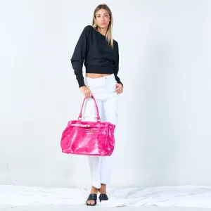 Elegant tote bag with front zip pocket wholesale