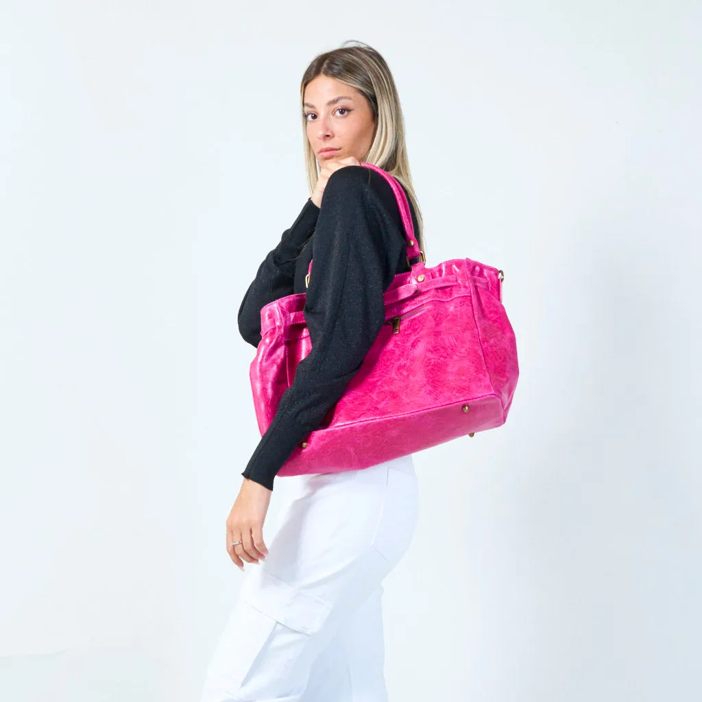 Elegant tote bag with front zip pocket wholesale