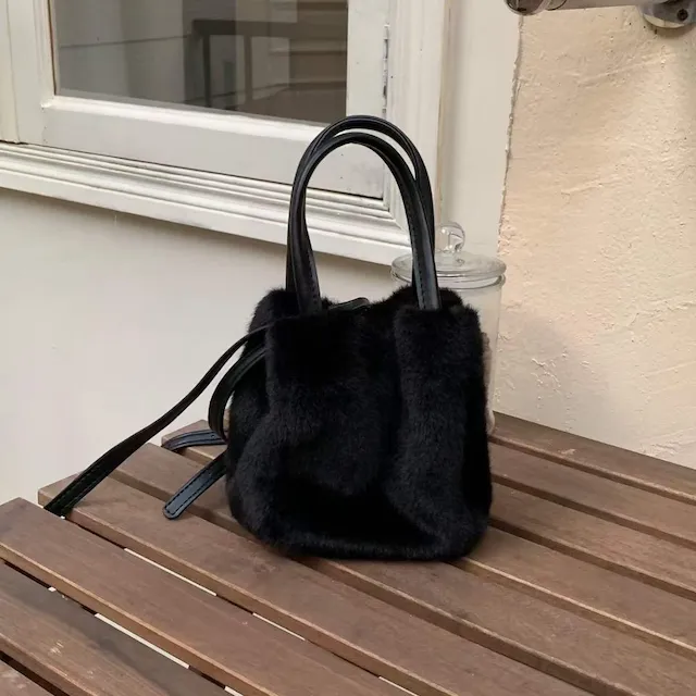 Faux Fur Crossbody Tote Bag