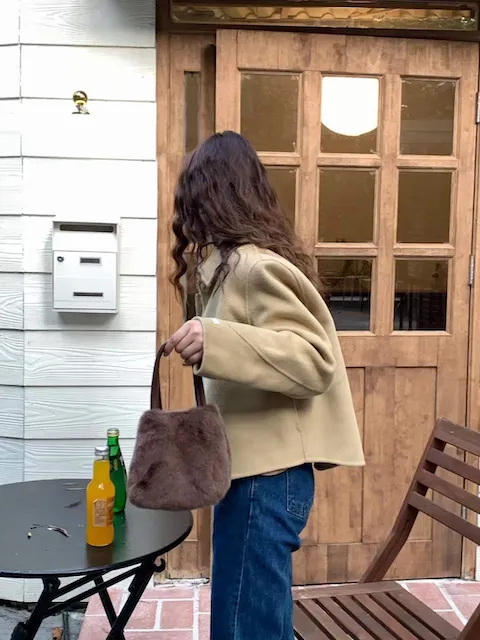 Faux Fur Crossbody Tote Bag