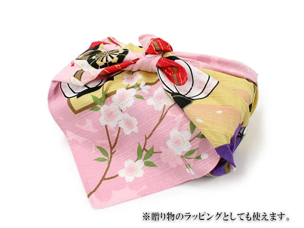 Furoshiki, Japanese Traditional Handkerchief Wrapping Cloth - Small, Pink Hinamatsuri