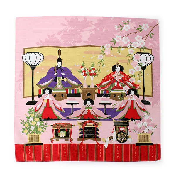 Furoshiki, Japanese Traditional Handkerchief Wrapping Cloth - Small, Pink Hinamatsuri