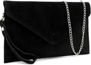 Genuine Italian Suede Leather Envelope Clutch Bags Party Wedding Purse Handbag Cross Body Bag CW01