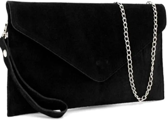 Genuine Italian Suede Leather Envelope Clutch Bags Party Wedding Purse Handbag Cross Body Bag CW01