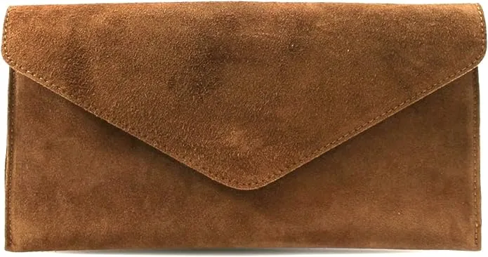Genuine Italian Suede Leather Envelope Clutch Bags Party Wedding Purse Handbag Cross Body Bag CW01