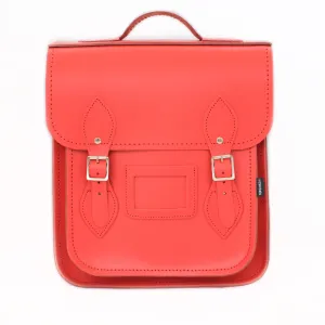 Handmade Leather City Backpack - Pillar Box Red