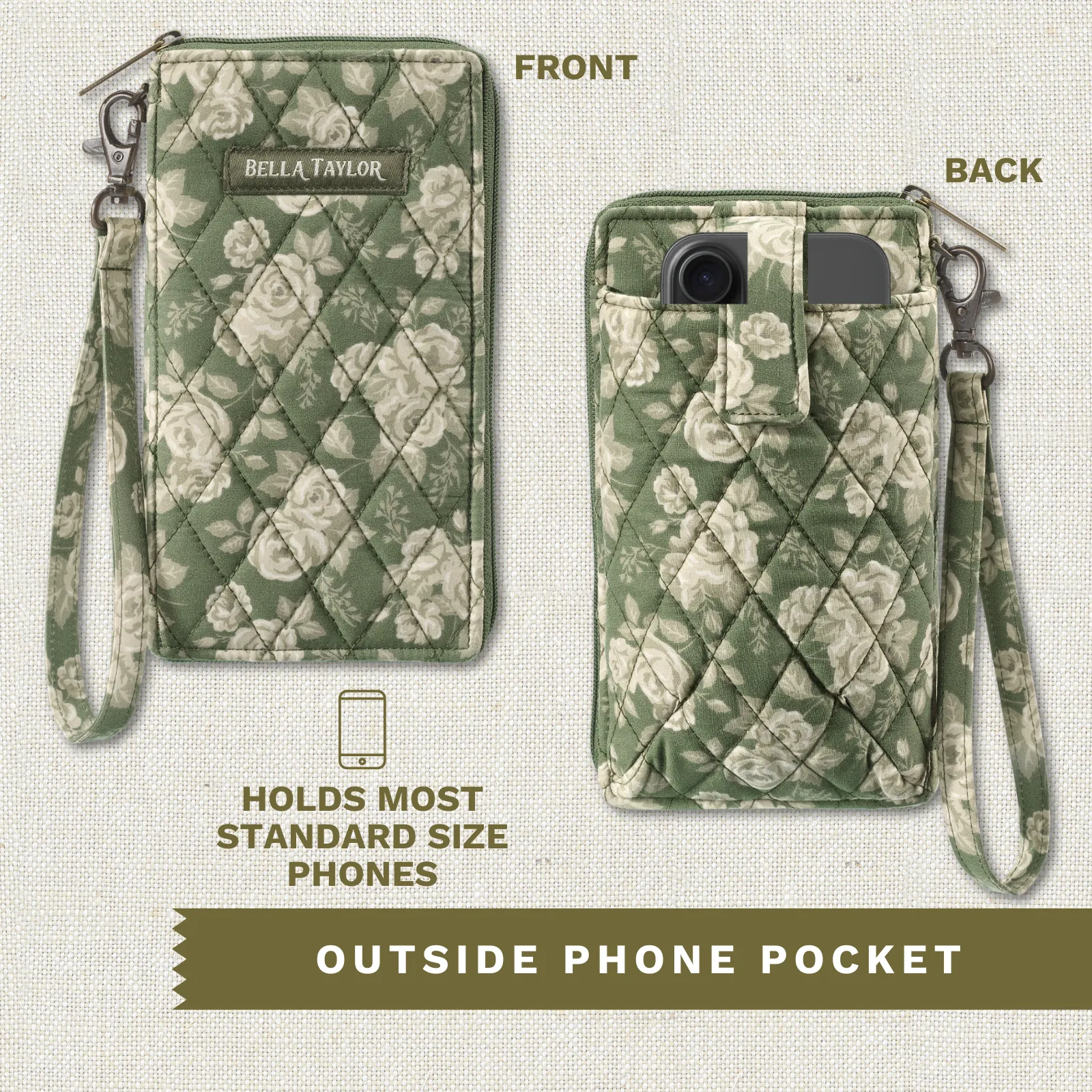 Heirloom Rose RFID Cell Phone Wristlet