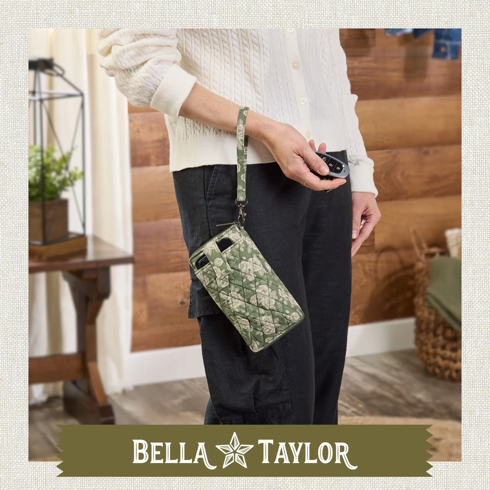 Heirloom Rose RFID Cell Phone Wristlet