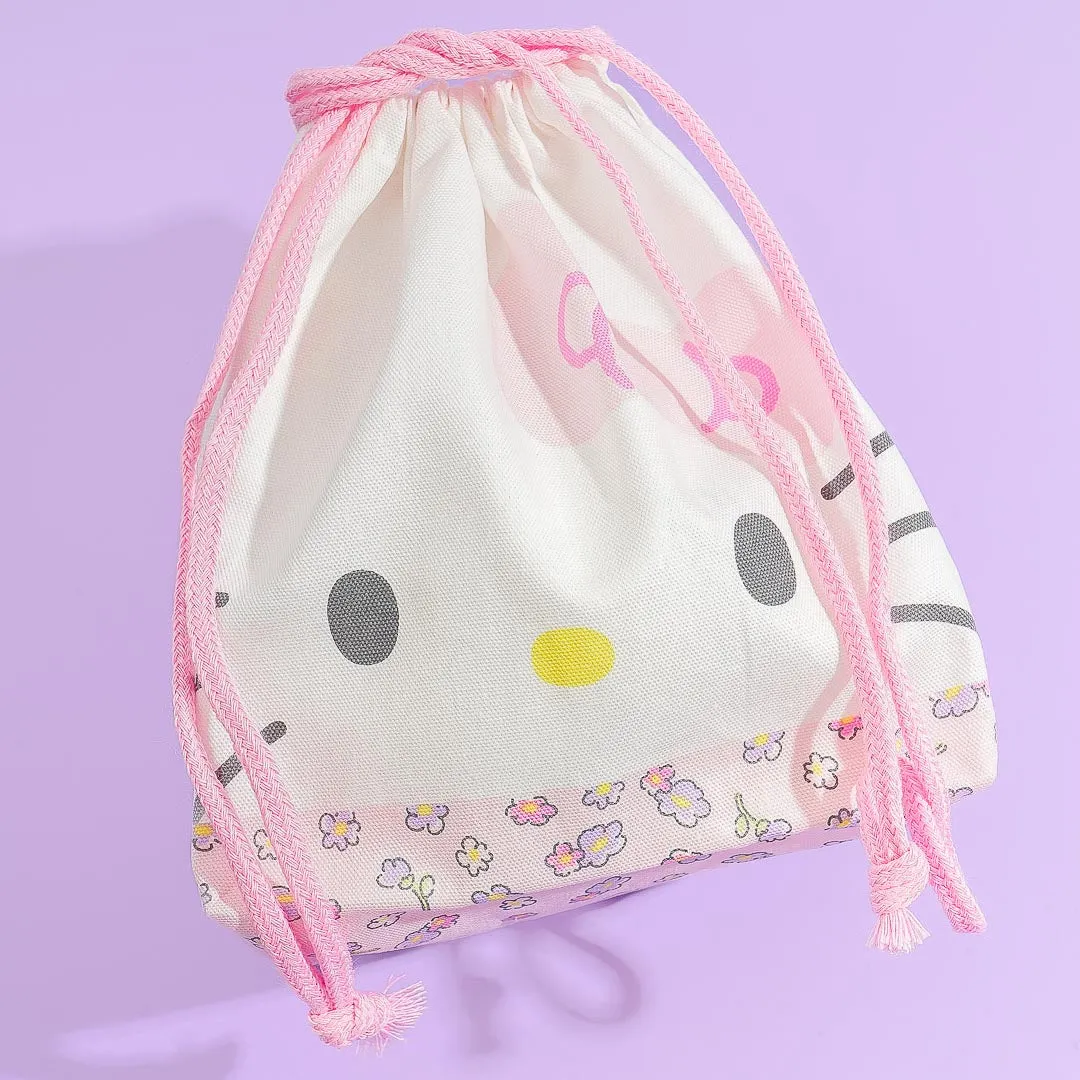 Hello Kitty Face Drawstring Lunch Bag