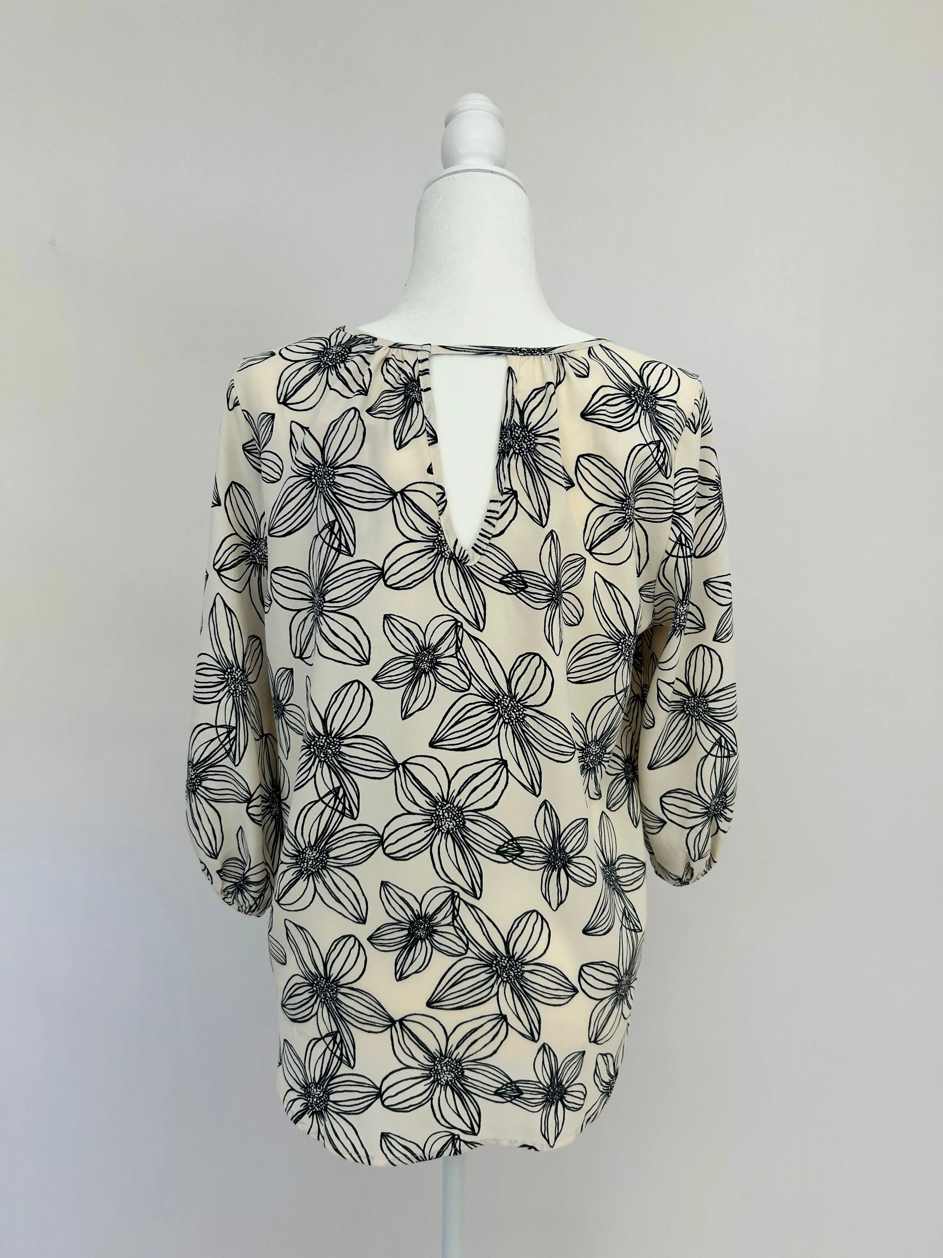 Ivory Navy Floral Blouse