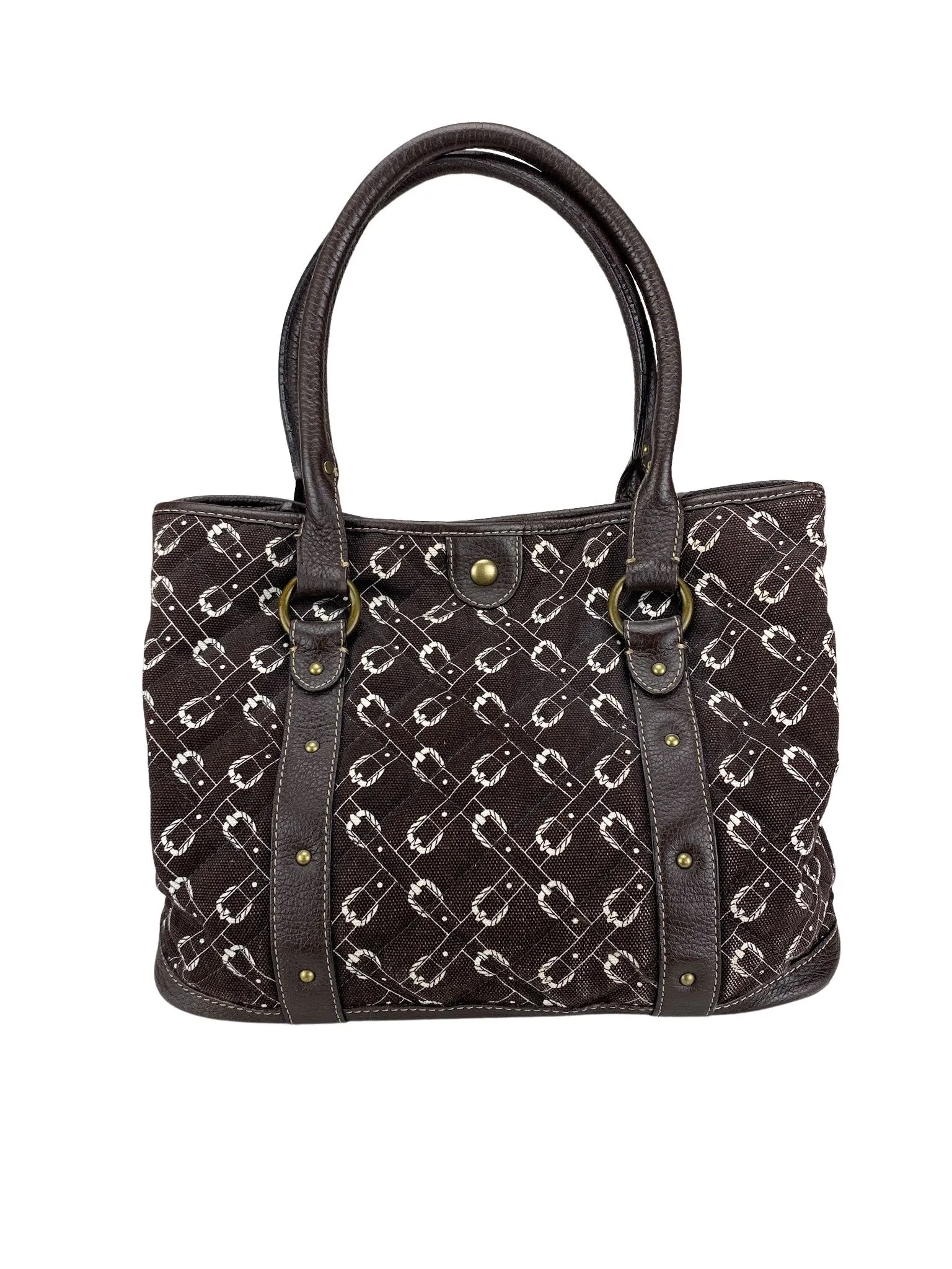 J. Crew, Women's Belt-Print Small Tote Bag, Brown, One Size