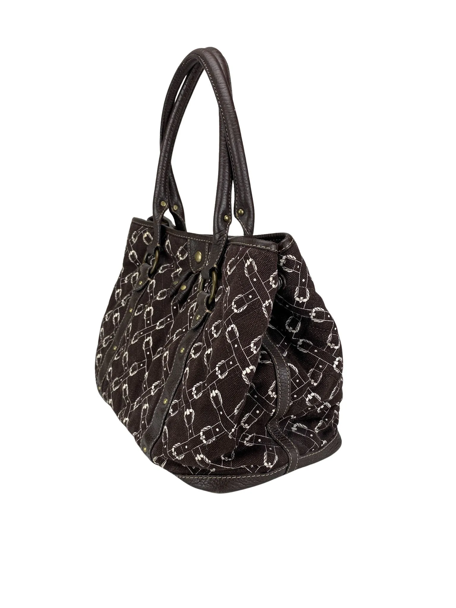 J. Crew, Women's Belt-Print Small Tote Bag, Brown, One Size