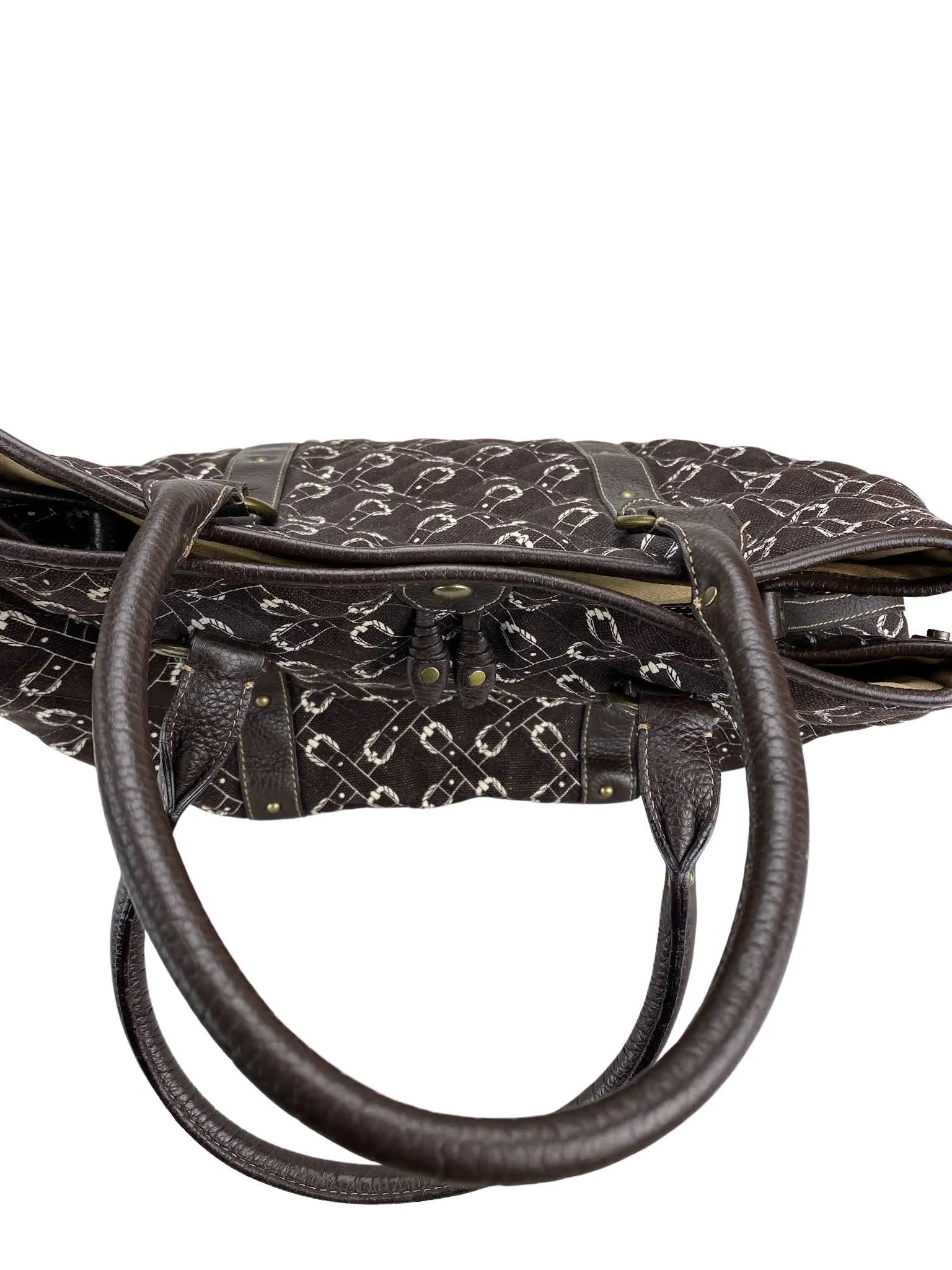 J. Crew, Women's Belt-Print Small Tote Bag, Brown, One Size
