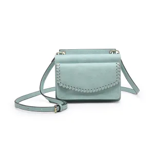 Jen & Co. Evelyn Light Teal Crossbody-Wallet With Whipstitch Detail